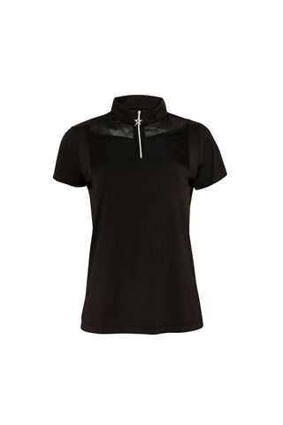 Picture of Swing out Sister zns Ladies Harmonia Zip Cap Sleeve Polo Shirt - Black