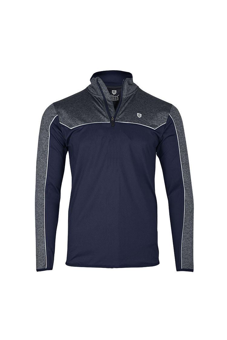 Picture of Island Green zns Men's Contrast Yoke Zip Neck Top Layer - Navy / Grey Marl