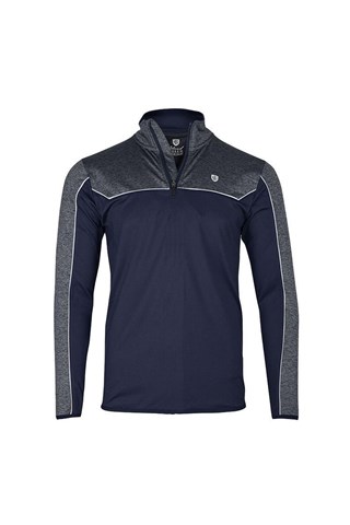 Picture of Island Green zns Men's Contrast Yoke Zip Neck Top Layer - Navy / Grey Marl