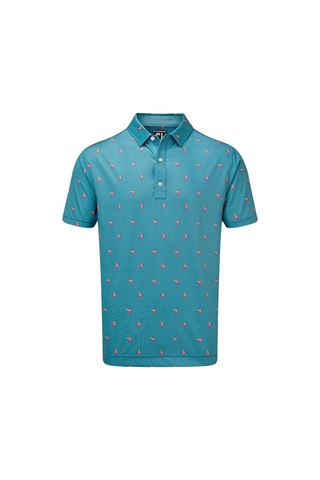 Picture of Footjoy zns Men's Lisle Cocktail Print Polo Shirt - Storm Blue