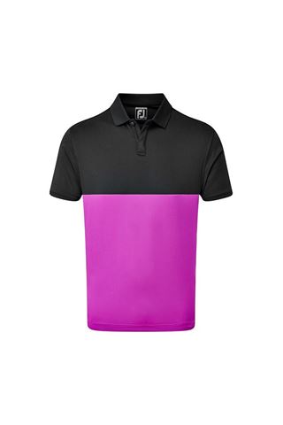 Picture of Footjoy ZNS Men's Lisle Engineered Block Polo Shirt - Black / Mulberry