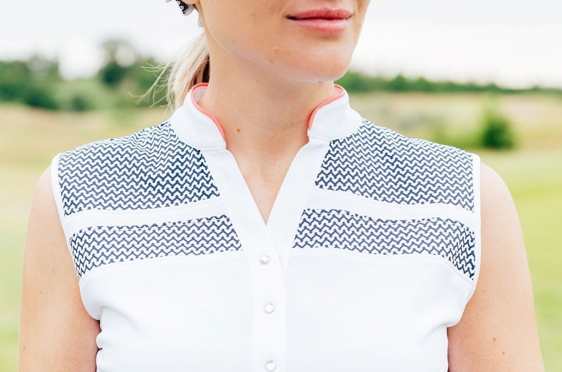 Picture of Abacus Ladies Anne Sleeveless Polo Shirt - Navy / White 389