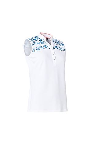 Show details for Abacus Ladies Anne Sleeveless Polo Shirt - White / blue Heaven 940