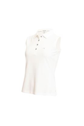Show details for Calvin Klein Ladies Performance Sleeveless Pique Polo Shirt - White