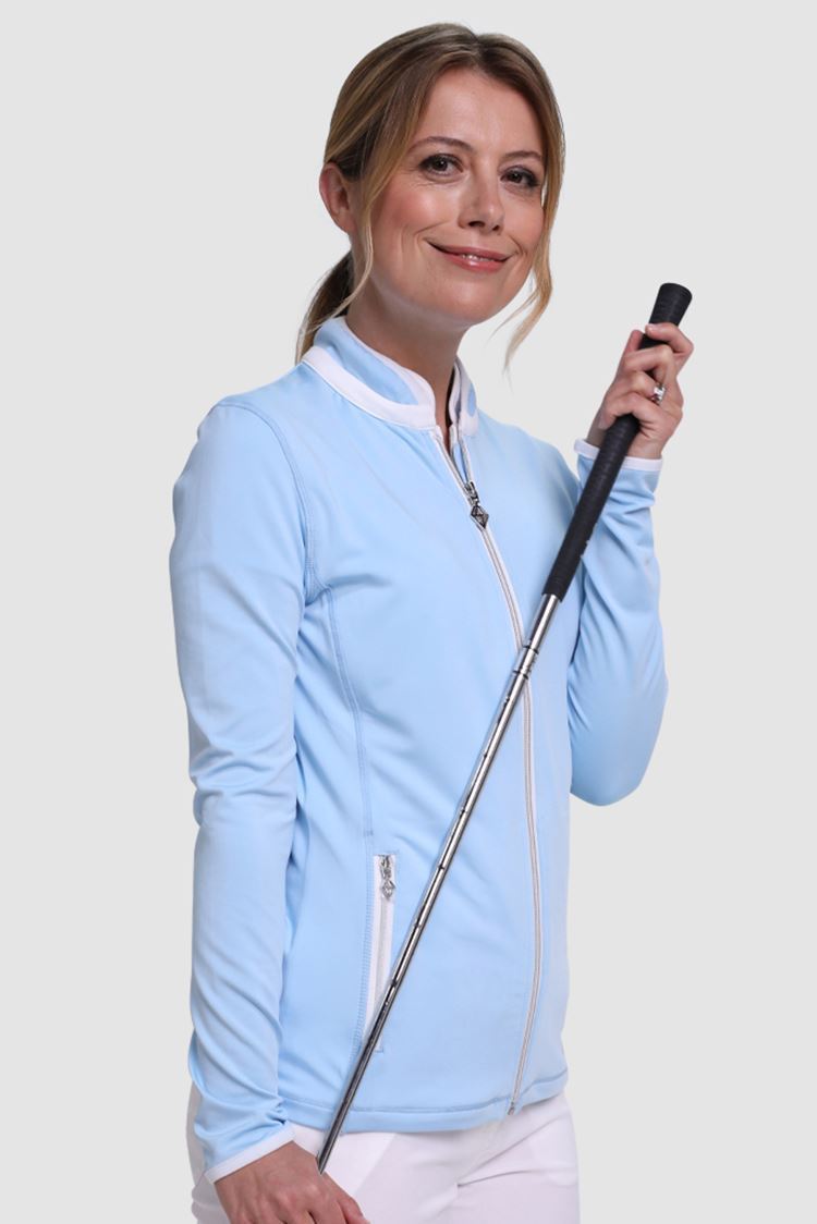 Picture of Pure Golf zns Ladies Mist Plain Midlayer Jacket - Pale Blue XS Only
