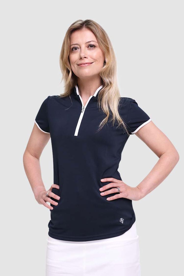 Picture of Pure Golf Ladies Bloom Cap Sleeve Polo Shirt - Navy