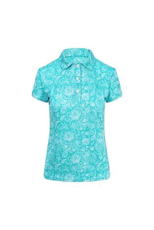Show details for Pure Golf Ladies Rise Cap Sleeve Polo Shirt - Ocean Blue