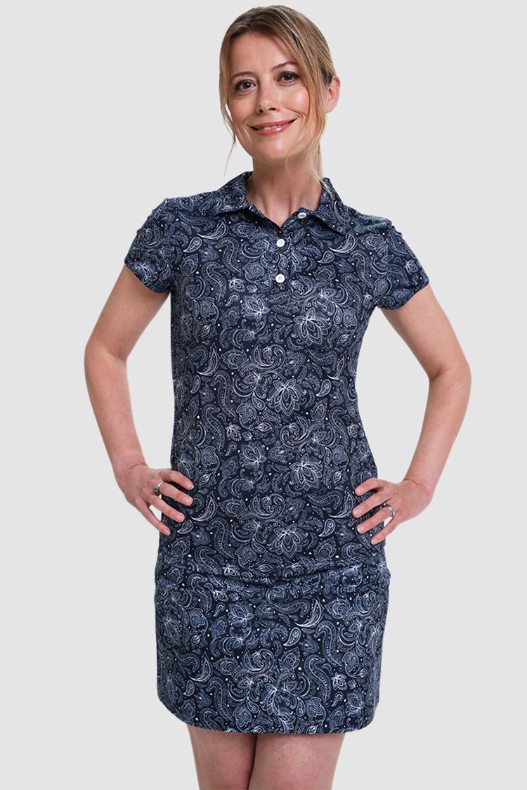 Picture of Pure Golf Ladies Rise Cap Sleeve Polo Shirt - Navy