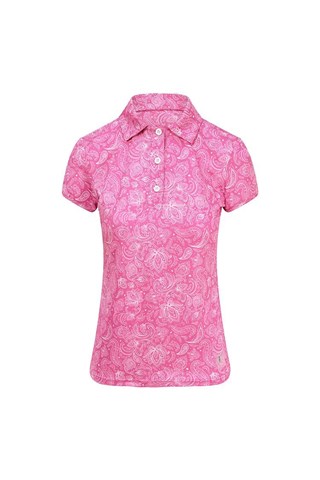 Picture of Pure Golf Ladies Rise Cap Sleeve Polo Shirt - Azalea Pink XS Only