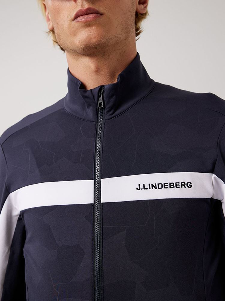J.Lindeberg zns Men's Jarvis Mid Layer Jacket - Navy Debossed Camo O422 - GMJS04452