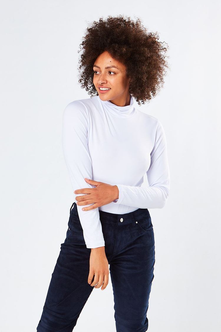 Picture of Swing out Sister Ladies Riga Roll Neck Top - Snow White