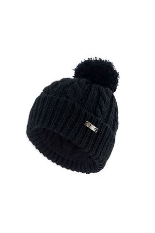 Picture of Island Green zns Ladies Knitted Bobble Hat with Fleece Lining - Black