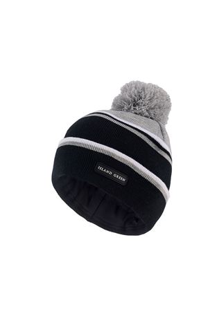 Show details for Island Green Men's Knitted Bobble Hat with Soft Inner Band - Black / Charocal