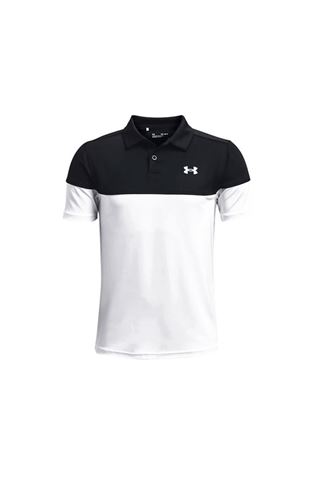 Picture of Under Armour ZNS Boy's UA Performance Blocked Polo Shirt - Black / White 001