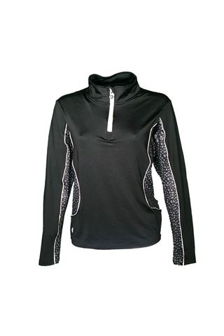 Picture of Island Green ZNS Ladies Zip Neck Top Layer with Printed Panels - Black / Gold