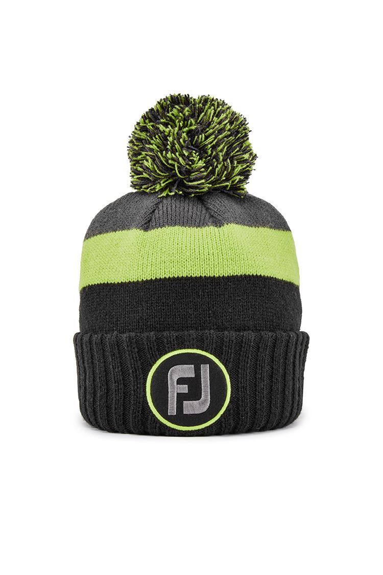Footjoy zns Men's Bobble Hat Black / Lime / Charcoal FH21BPOM 03L