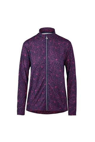 Picture of Island Green Ladies All Over Full Zip Print Top Layer Jacket - Navy Blue / Fuchsia