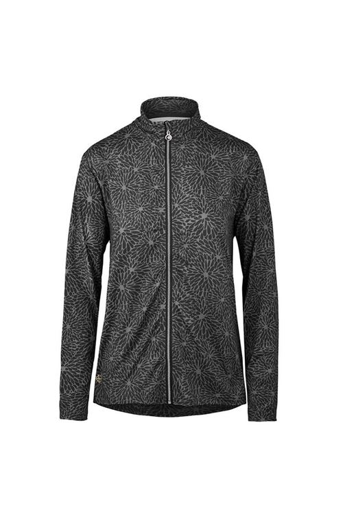 Island Green Ladies All Over Full Zip Print Top Layer Jacket Black