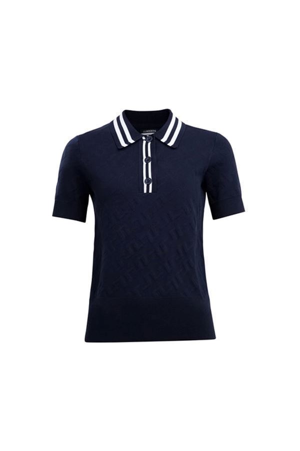 Picture of J.Lindeberg Ladies Arya Golf Knit Sweater - Navy Jacquard Bridge Monogram