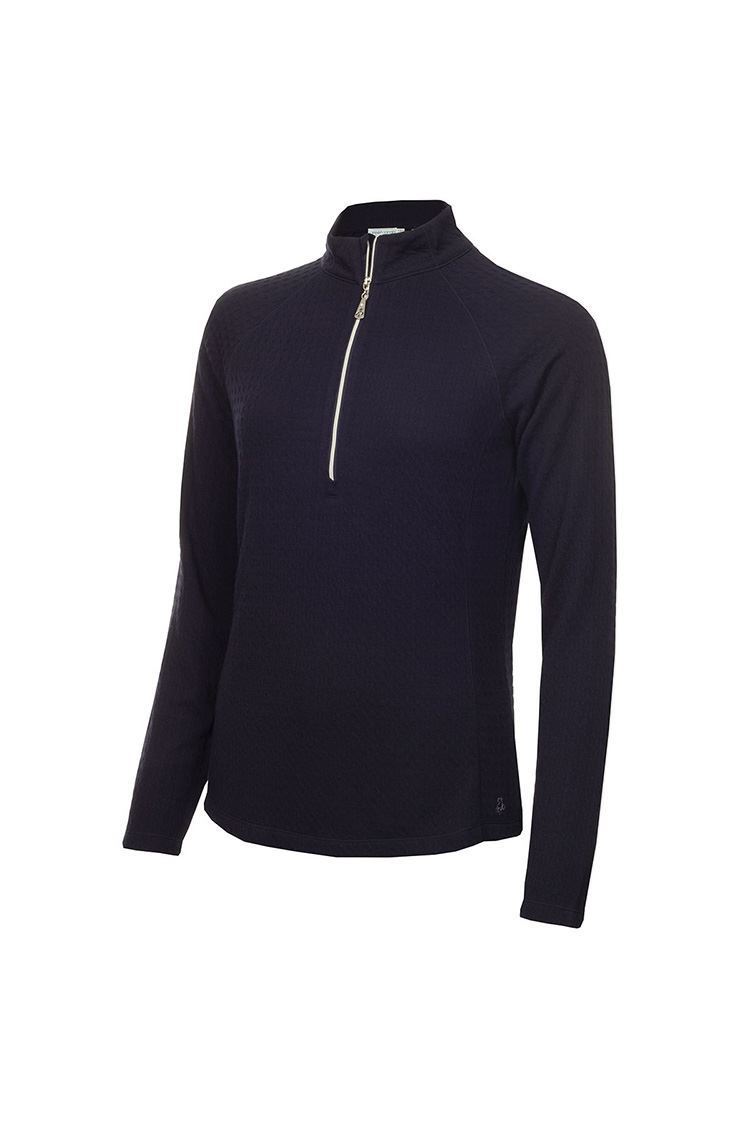 Picture of Green Lamb Ladies Gloria Waffle 1/2 Zip Top - Navy (UK: 20 ONLY)