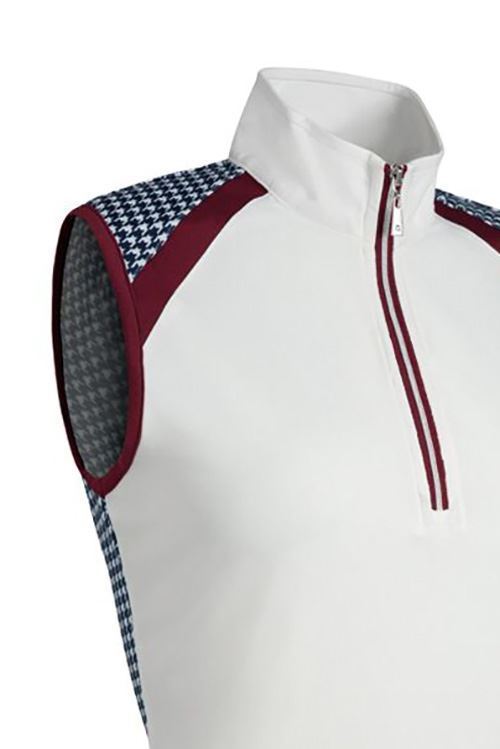 Picture of Glenmuir Ladies Heidi Sleeveless Polo Shirt - White / Navy Houndstooth
