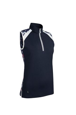 Picture of Glenmuir zns Ladies Heidi Sleeveless Polo Shirt - Navy / Navy Tropical Print