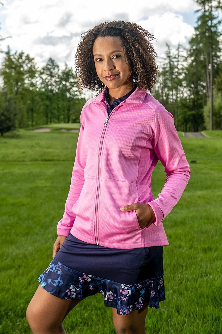 Picture of Callaway ZNS Ladies Allover Butterfly Floral Printed Sleeveless Polo - Peacoat 410