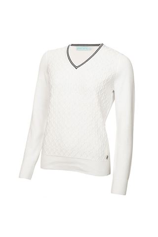 Picture of Green Lamb zns Ladies Kayley Ripple V-Neck Sweater - White