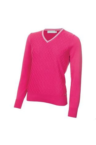 Show details for Green Lamb Ladies Kayley Ripple V-Neck Sweater - Magenta
