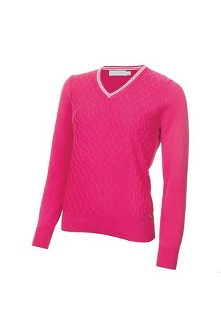Picture of Green Lamb Ladies Kayley Ripple V-Neck Sweater - Magenta