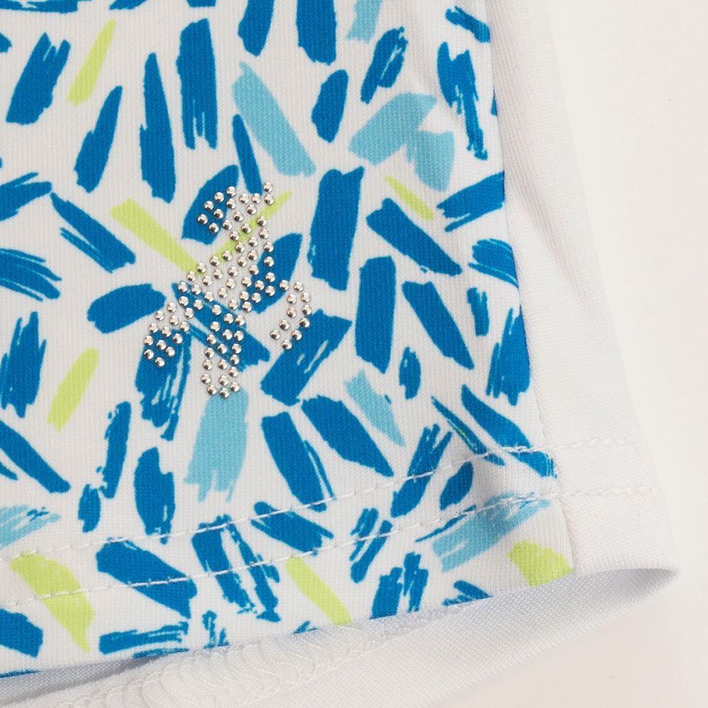 Picture of Green Lamb Ladies Kaz Long Sleeve Raglan Print Top - White / Zing