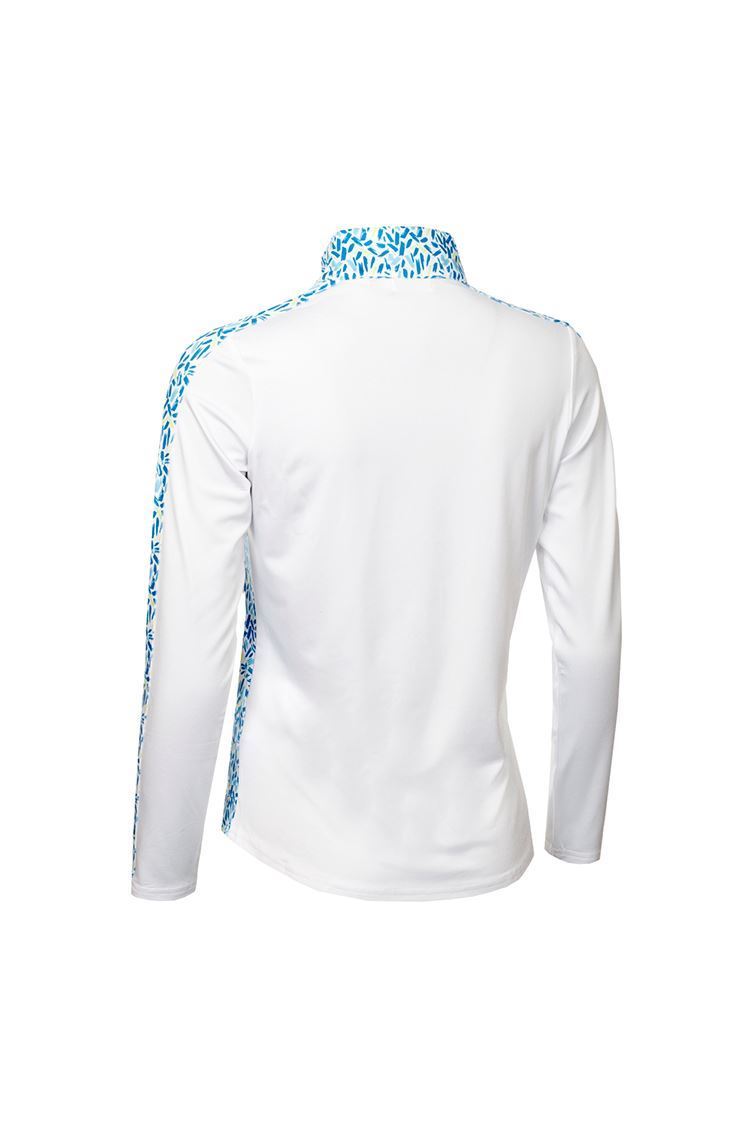 Picture of Green Lamb Ladies Kaz Long Sleeve Raglan Print Top - White / Zing