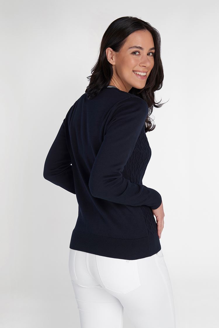 Picture of Green Lamb zns Ladies Kayley Ripple V-Neck Sweater - Navy