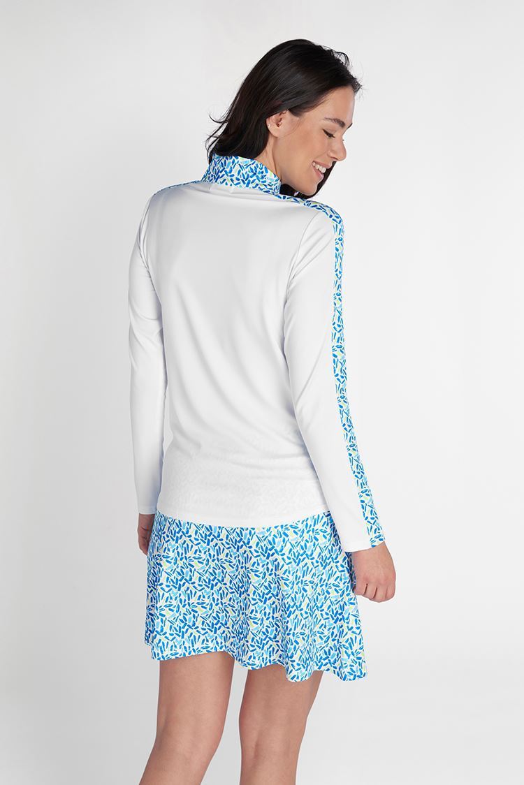 Picture of Green Lamb Ladies Kaz Long Sleeve Raglan Print Top - White / Zing