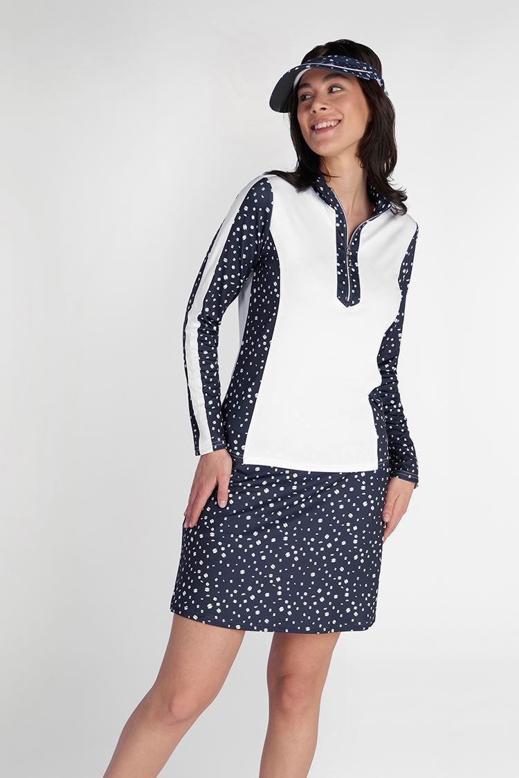 Picture of Green Lamb zns  Ladies Kaz Long Sleeve Raglan Print Top - White / Night Sky