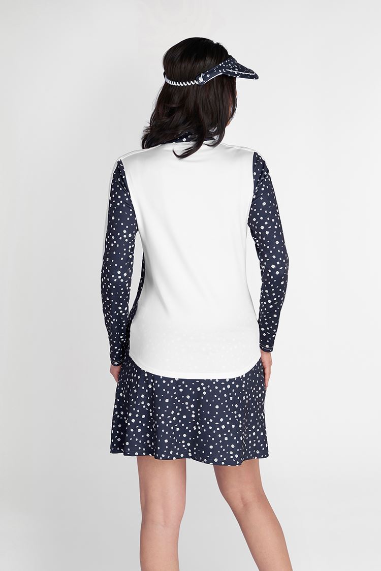 Picture of Green Lamb zns  Ladies Kaz Long Sleeve Raglan Print Top - White / Night Sky