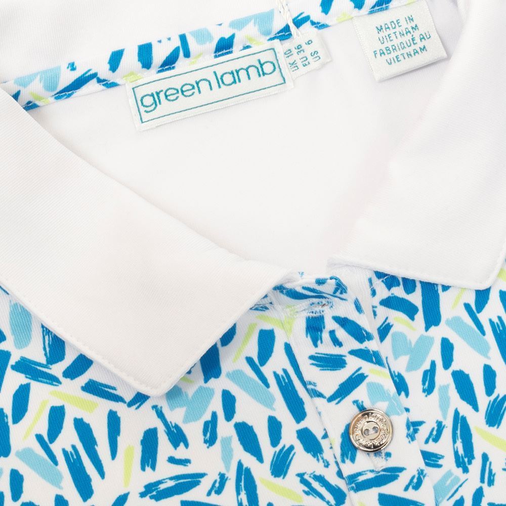 Picture of Green Lamb zns Ladies Kay Sleeveless Printed Panel Polo - Zing