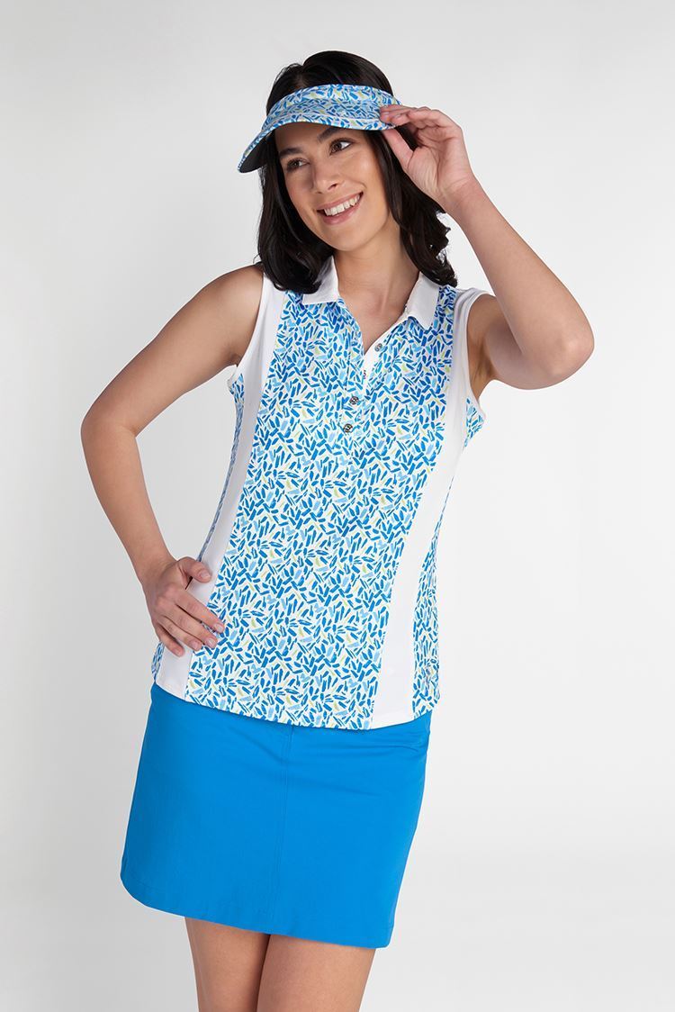 Picture of Green Lamb zns Ladies Kay Sleeveless Printed Panel Polo - Zing