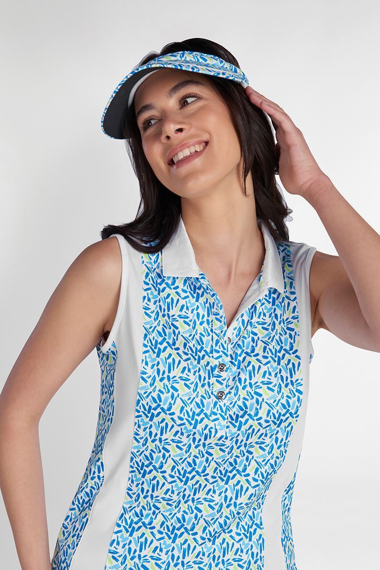 Picture of Green Lamb zns Ladies Kay Sleeveless Printed Panel Polo - Zing