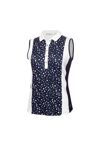 Picture of Green Lamb Ladies Kay Sleeveless Printed Panel Polo - Night Sky