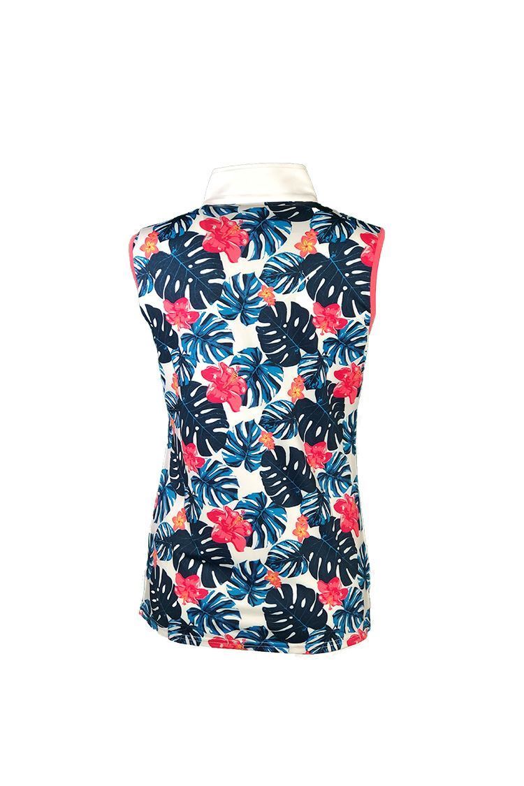 Picture of Glenmuir Ladies Heidi Sleeveless Polo Shirt - White / Cobalt Tropical Print
