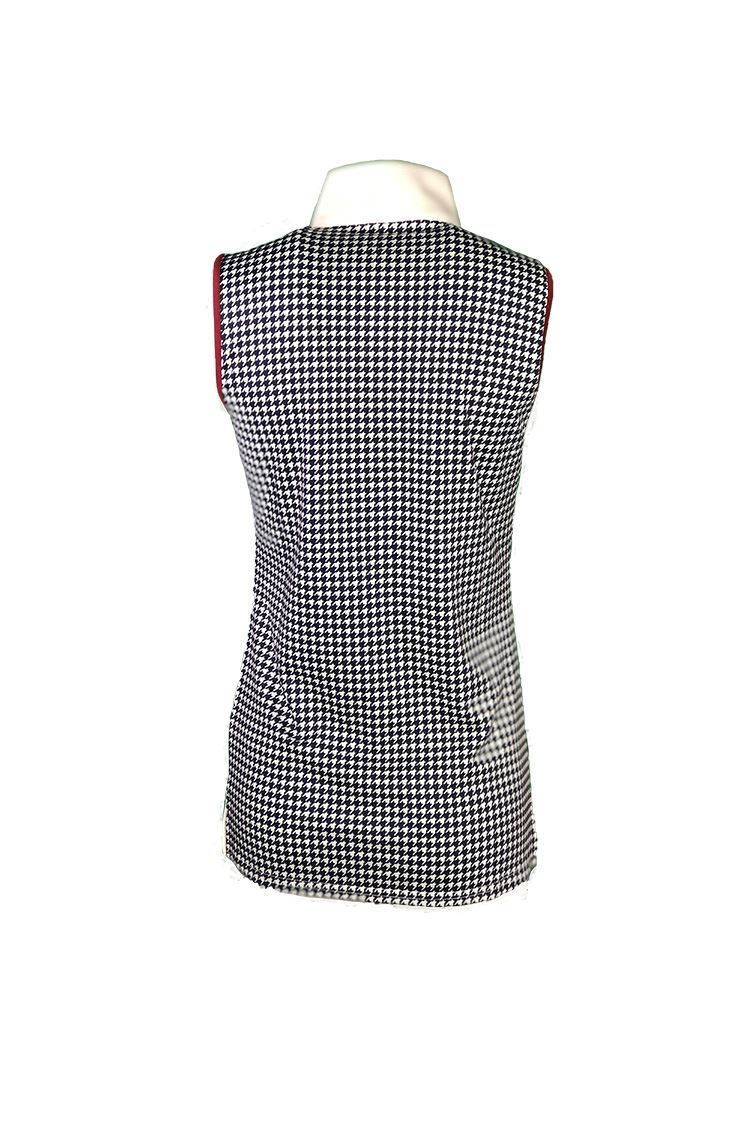 Picture of Glenmuir Ladies Heidi Sleeveless Polo Shirt - White / Navy Houndstooth