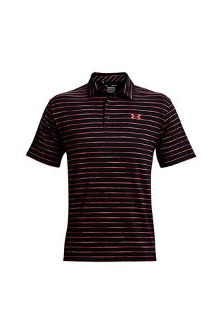 Picture of Under Armour ZNS Men's UA Playoff 2.0 Space Dye Stripe Polo Shirt - Black / Electric Tangerine 042