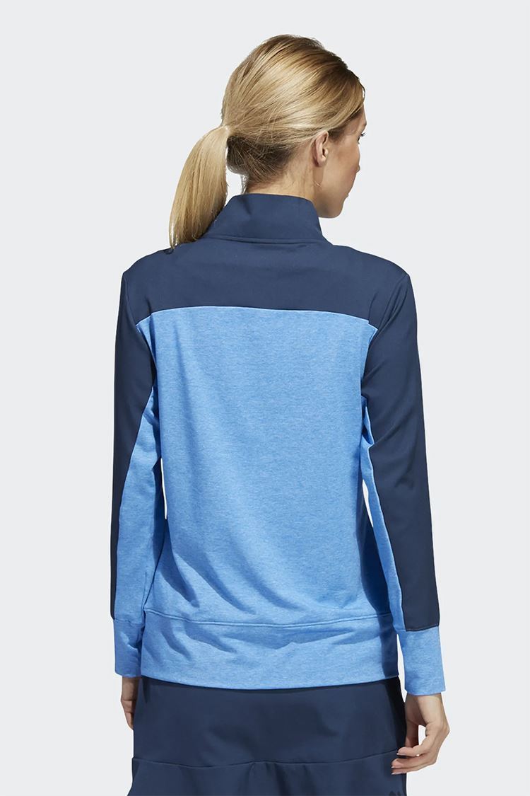 Picture of adidas Women's Colourblock Quarter Zip Sweater - Blue Rush Melange