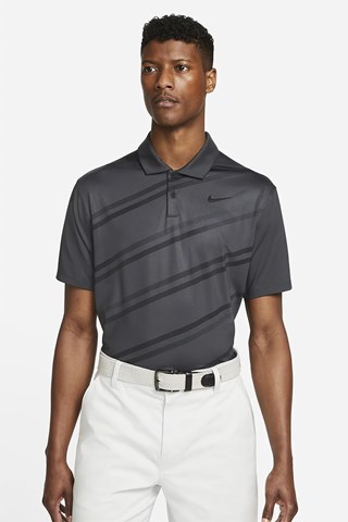 Picture of Nike Golf Men's Dri-Fit Vapor Stripe Polo Golf Shirt - Dark Smoke Grey / Black 070 - SMALL ONLY
