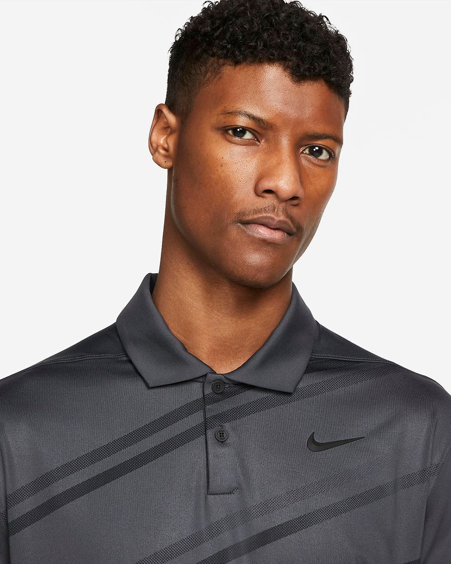 Nike Golf Men's Dri-Fit Vapor Stripe Polo Golf Shirt - Dark Smoke Grey ...