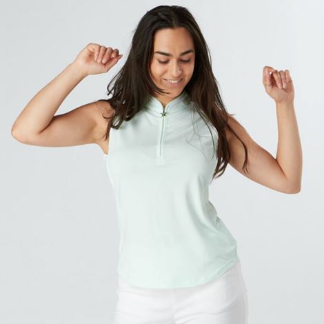 Show details for Swing out Sister Ladies Esme Sleeveless Polo Shirt - Neon Mint / White