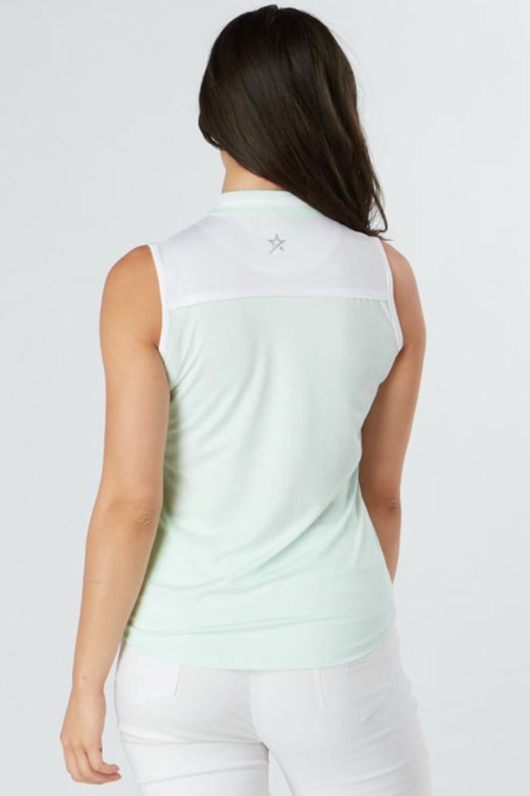Picture of Swing out Sister Ladies Esme Sleeveless Polo Shirt - Neon Mint / White