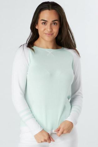 Show details for Swing out Sister Ladies Isabella Golf Sweater - Neon Mint / White