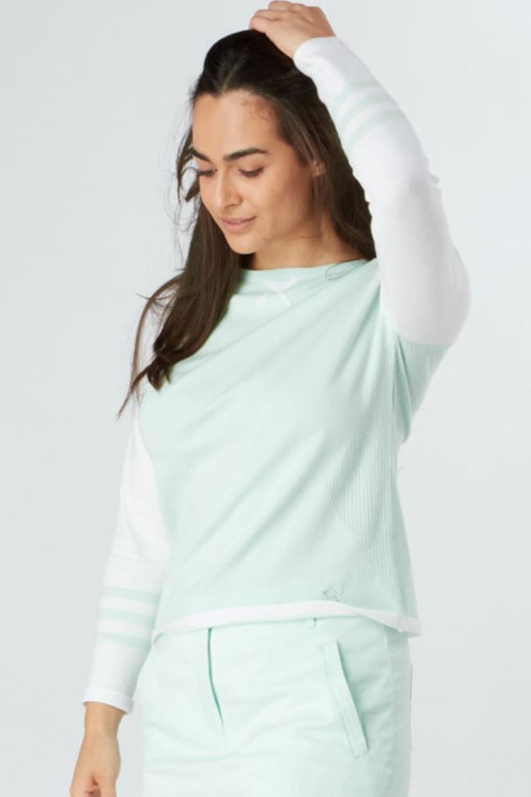 Picture of Swing out Sister Ladies Isabella Golf Sweater - Neon Mint / White